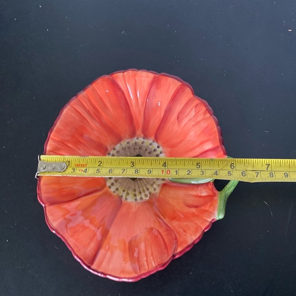 90’s Trinket poppy coral dish hand painted by clay art south San Francisco - Picture 6 of 10